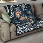 Personalized Carlton Blues Rugby Quilt Aboriginal Dot Art - Dreamtime Football Mascot