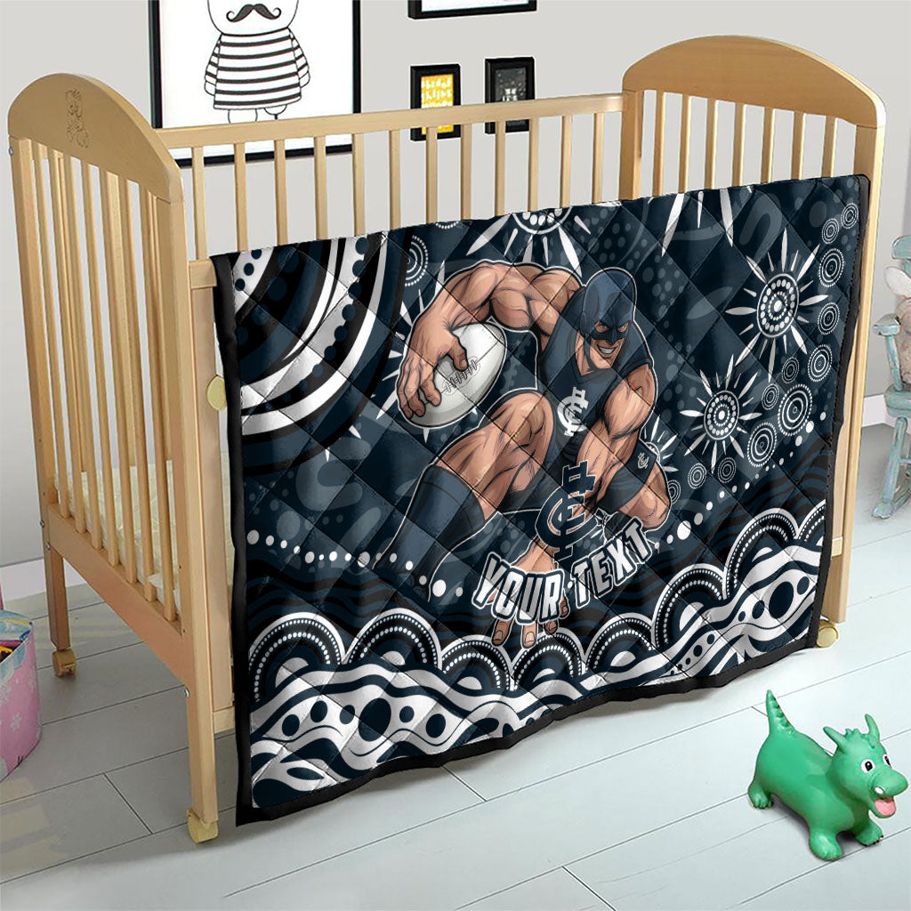 Personalized Carlton Blues Rugby Quilt Aboriginal Dot Art - Dreamtime Football Mascot