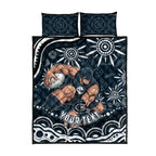 Personalized Carlton Blues Rugby Quilt Bed Set Aboriginal Dot Art - Dreamtime Football Mascot