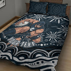 Personalized Carlton Blues Rugby Quilt Bed Set Aboriginal Dot Art - Dreamtime Football Mascot