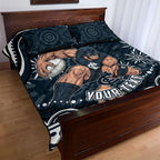 Personalized Carlton Blues Rugby Quilt Bed Set Aboriginal Dot Art - Dreamtime Football Mascot
