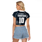 Personalized Carlton Blues Rugby Raglan Cropped T Shirt Aboriginal Dot Art - Dreamtime Football Mascot