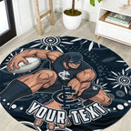 Personalized Carlton Blues Rugby Round Carpet Aboriginal Dot Art - Dreamtime Football Mascot