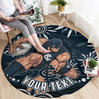 Personalized Carlton Blues Rugby Round Carpet Aboriginal Dot Art - Dreamtime Football Mascot