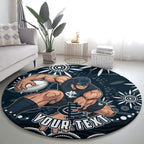 Personalized Carlton Blues Rugby Round Carpet Aboriginal Dot Art - Dreamtime Football Mascot