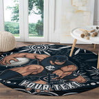 Personalized Carlton Blues Rugby Round Carpet Aboriginal Dot Art - Dreamtime Football Mascot