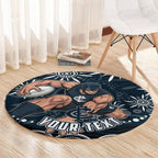 Personalized Carlton Blues Rugby Round Carpet Aboriginal Dot Art - Dreamtime Football Mascot