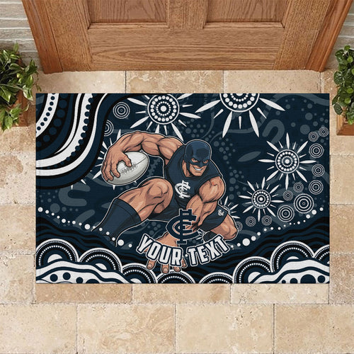 Personalized Carlton Blues Rugby Rubber Doormat Aboriginal Dot Art - Dreamtime Football Mascot