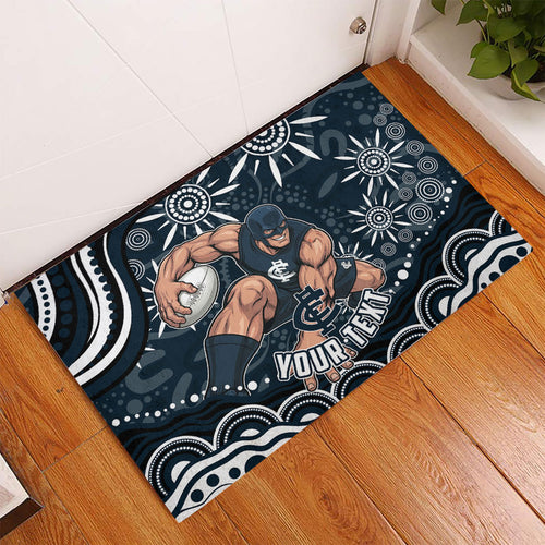 Personalized Carlton Blues Rugby Rubber Doormat Aboriginal Dot Art - Dreamtime Football Mascot