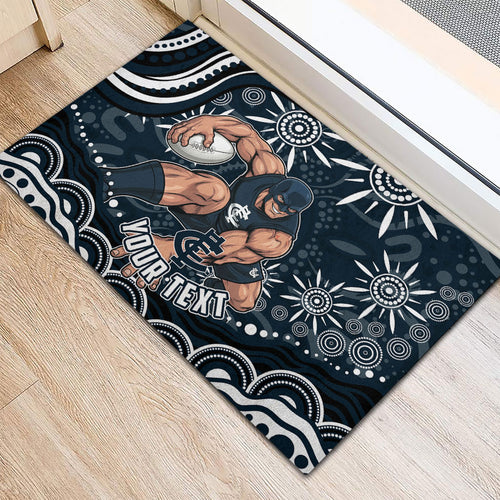 Personalized Carlton Blues Rugby Rubber Doormat Aboriginal Dot Art - Dreamtime Football Mascot