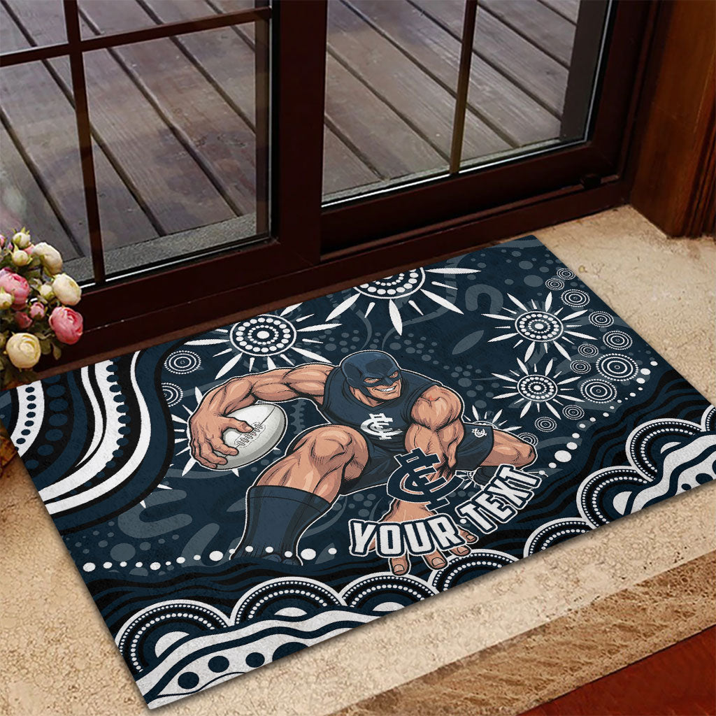 Personalized Carlton Blues Rugby Rubber Doormat Aboriginal Dot Art - Dreamtime Football Mascot