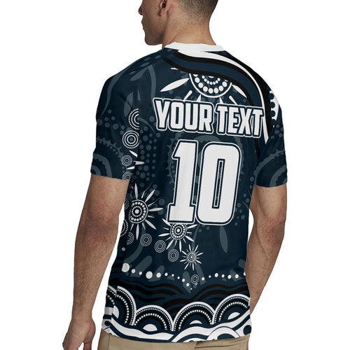 Personalized Carlton Blues Rugby Rugby Jersey Aboriginal Dot Art - Dreamtime Football Mascot