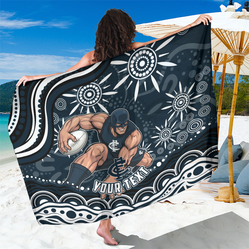 Personalized Carlton Blues Rugby Sarong Aboriginal Dot Art - Dreamtime Football Mascot