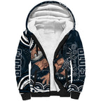 Personalized Carlton Blues Rugby Sherpa Hoodie Aboriginal Dot Art - Dreamtime Football Mascot