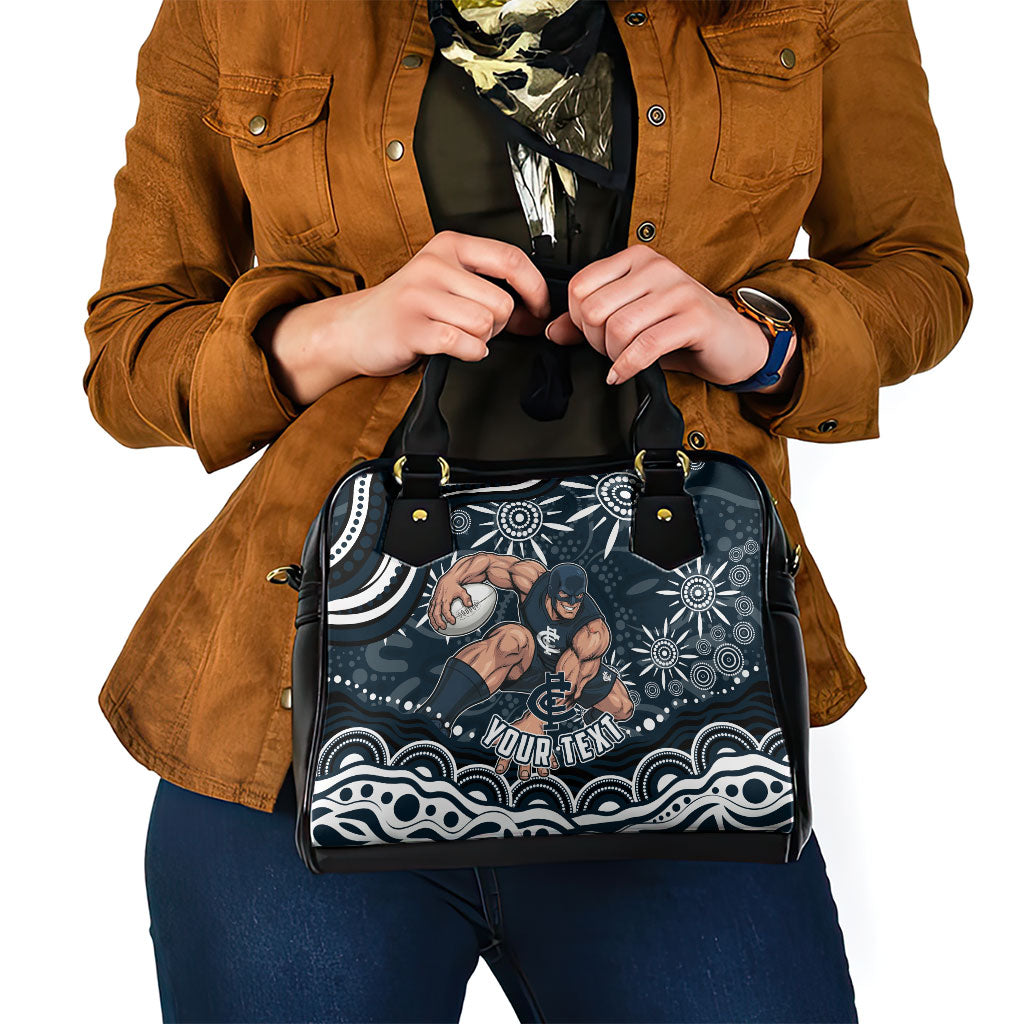 Personalized Carlton Blues Rugby Shoulder Handbag Aboriginal Dot Art - Dreamtime Football Mascot