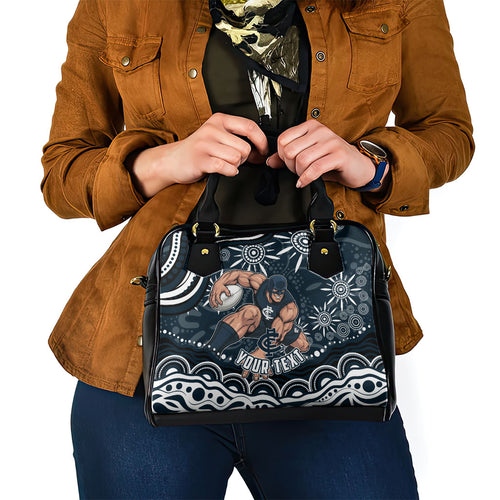 Personalized Carlton Blues Rugby Shoulder Handbag Aboriginal Dot Art - Dreamtime Football Mascot