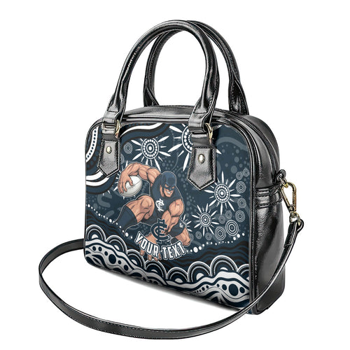 Personalized Carlton Blues Rugby Shoulder Handbag Aboriginal Dot Art - Dreamtime Football Mascot