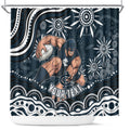 Personalized Carlton Blues Rugby Shower Curtain Aboriginal Dot Art - Dreamtime Football Mascot