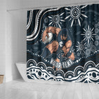 Personalized Carlton Blues Rugby Shower Curtain Aboriginal Dot Art - Dreamtime Football Mascot
