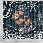 Personalized Carlton Blues Rugby Shower Curtain Aboriginal Dot Art - Dreamtime Football Mascot