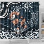 Personalized Carlton Blues Rugby Shower Curtain Aboriginal Dot Art - Dreamtime Football Mascot