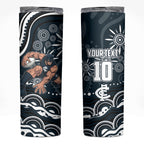 Personalized Carlton Blues Rugby Skinny Tumbler Aboriginal Dot Art - Dreamtime Football Mascot