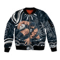 Personalized Carlton Blues Rugby Sleeve Zip Bomber Jacket Aboriginal Dot Art - Dreamtime Football Mascot