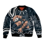 Personalized Carlton Blues Rugby Sleeve Zip Bomber Jacket Aboriginal Dot Art - Dreamtime Football Mascot