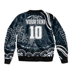 Personalized Carlton Blues Rugby Sleeve Zip Bomber Jacket Aboriginal Dot Art - Dreamtime Football Mascot