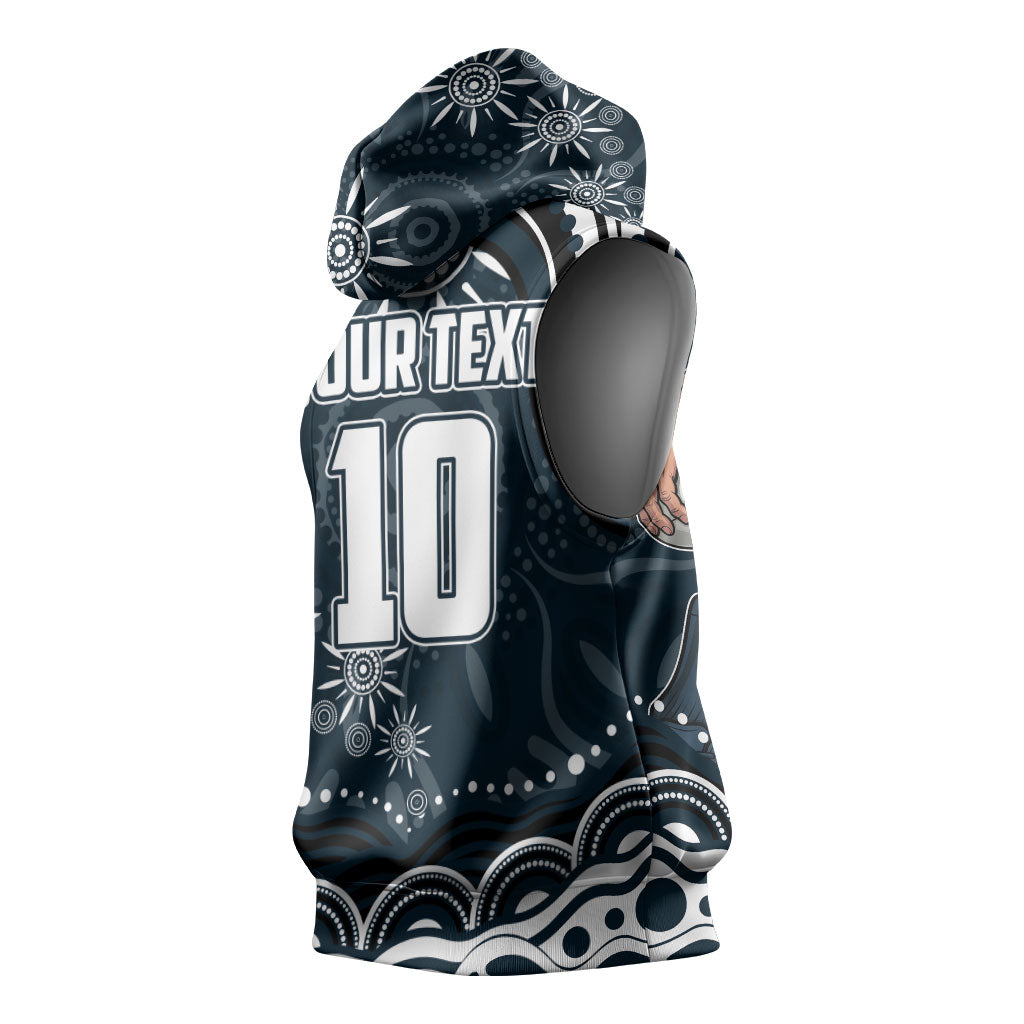Personalized Carlton Blues Rugby Sleeveless Hoodie Aboriginal Dot Art - Dreamtime Football Mascot
