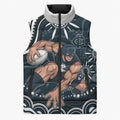 Personalized Carlton Blues Rugby Sleeveless Puffer Jacket Aboriginal Dot Art - Dreamtime Football Mascot
