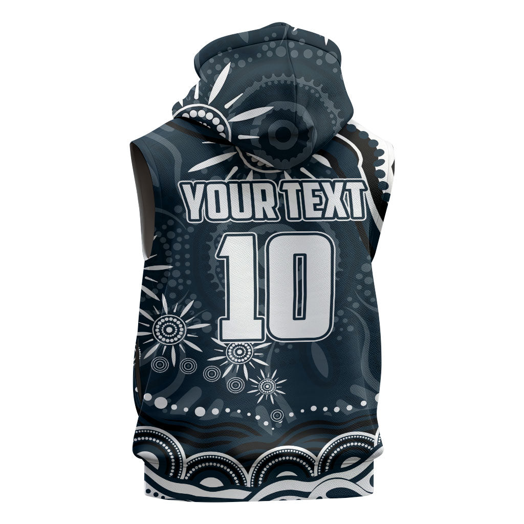 Personalized Carlton Blues Rugby Sleeveless Zip Hoodie Aboriginal Dot Art - Dreamtime Football Mascot