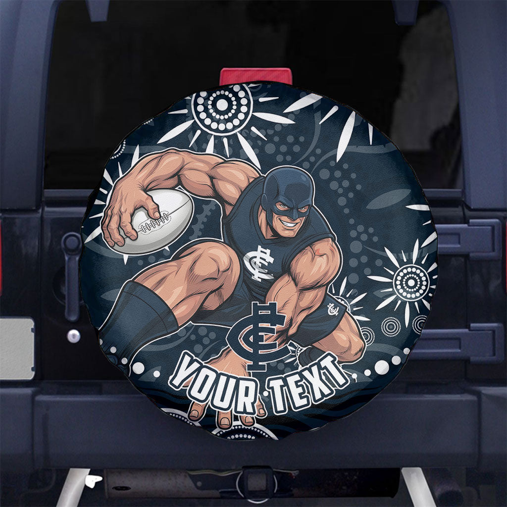 Personalized Carlton Blues Rugby Spare Tire Cover Aboriginal Dot Art - Dreamtime Football Mascot