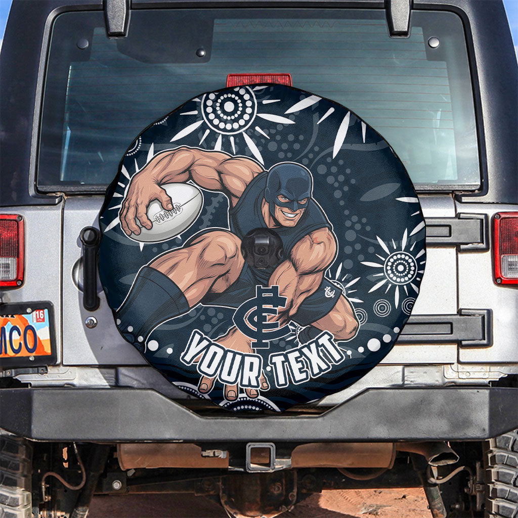 Personalized Carlton Blues Rugby Spare Tire Cover Aboriginal Dot Art - Dreamtime Football Mascot