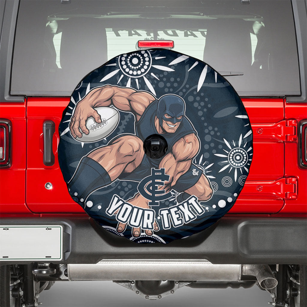 Personalized Carlton Blues Rugby Spare Tire Cover Aboriginal Dot Art - Dreamtime Football Mascot