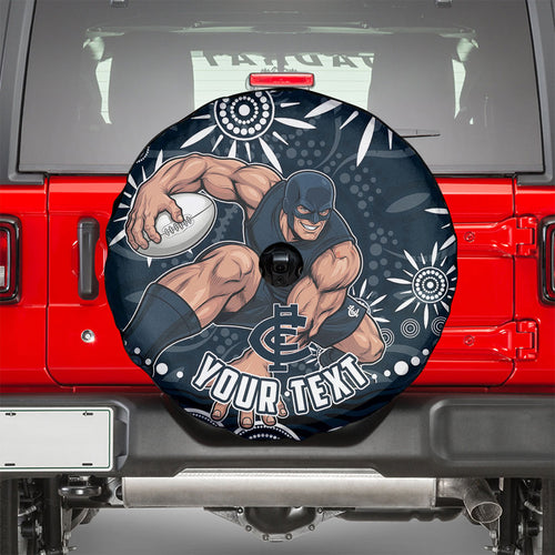 Personalized Carlton Blues Rugby Spare Tire Cover Aboriginal Dot Art - Dreamtime Football Mascot