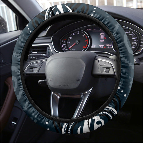 Carlton Blues Rugby Steering Wheel Cover Aboriginal Dot Art - Dreamtime Football Mascot