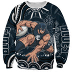Personalized Carlton Blues Rugby Sweatshirt Aboriginal Dot Art - Dreamtime Football Mascot