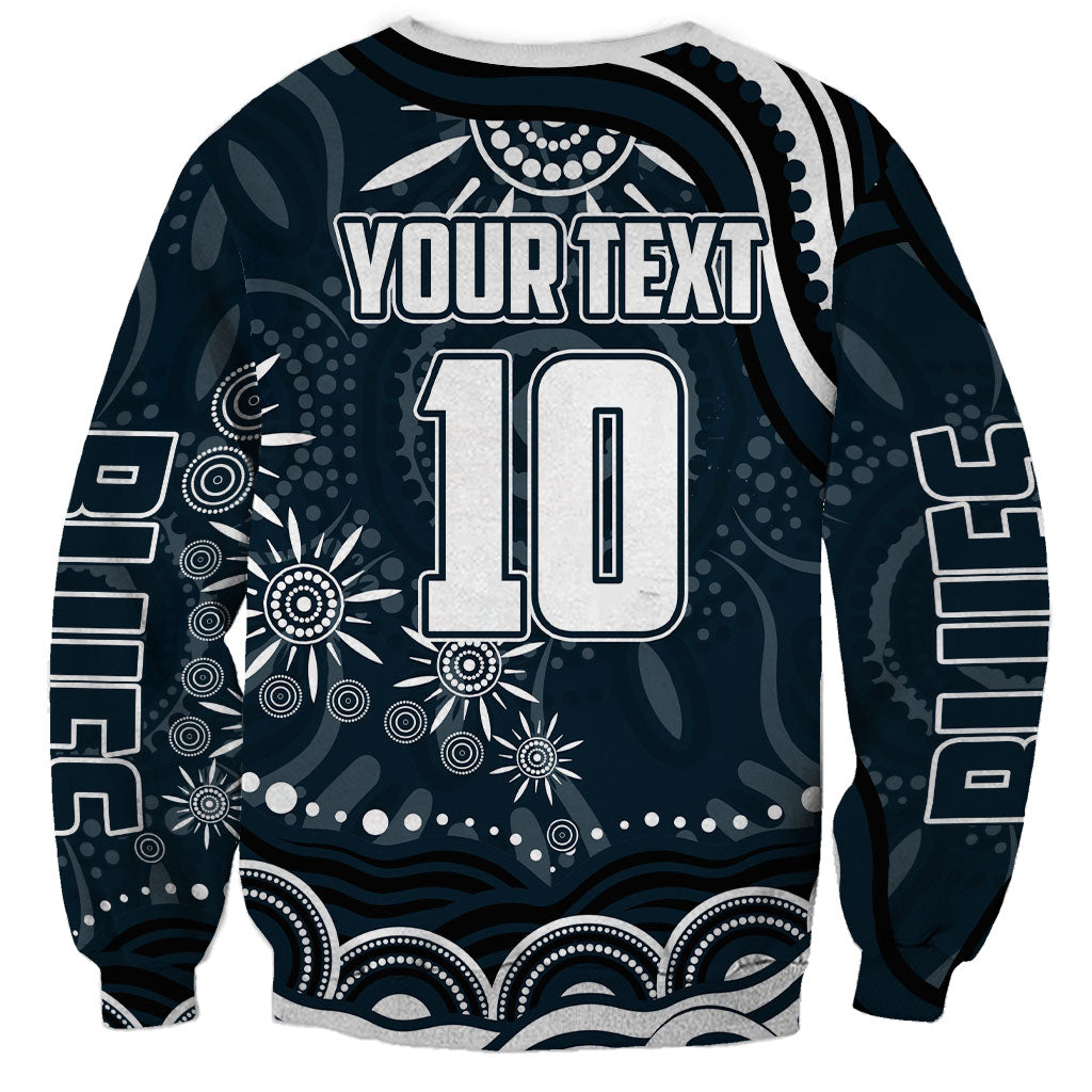 Personalized Carlton Blues Rugby Sweatshirt Aboriginal Dot Art - Dreamtime Football Mascot