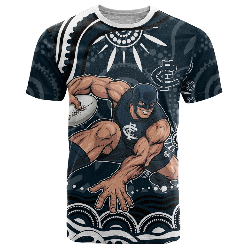 Personalized Carlton Blues Rugby T Shirt Aboriginal Dot Art - Dreamtime Football Mascot