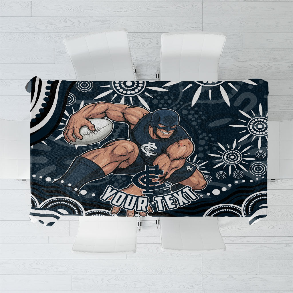 Personalized Carlton Blues Rugby Tablecloth Aboriginal Dot Art - Dreamtime Football Mascot