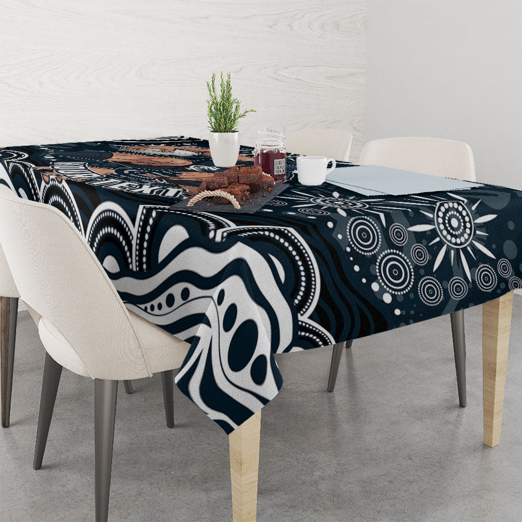 Personalized Carlton Blues Rugby Tablecloth Aboriginal Dot Art - Dreamtime Football Mascot