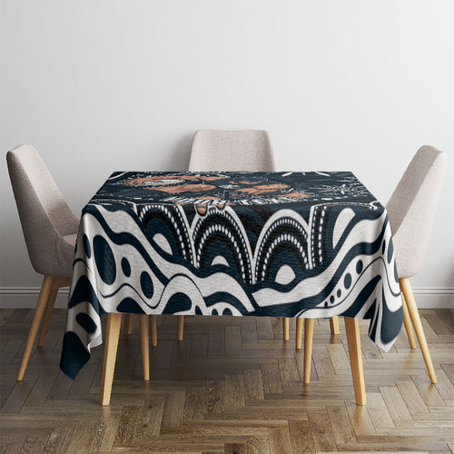 Personalized Carlton Blues Rugby Tablecloth Aboriginal Dot Art - Dreamtime Football Mascot