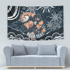 Personalized Carlton Blues Rugby Tapestry Aboriginal Dot Art - Dreamtime Football Mascot