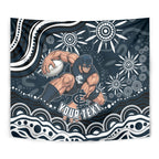Personalized Carlton Blues Rugby Tapestry Aboriginal Dot Art - Dreamtime Football Mascot