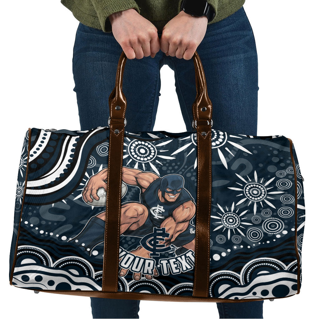 Personalized Carlton Blues Rugby Travel Bag Aboriginal Dot Art - Dreamtime Football Mascot
