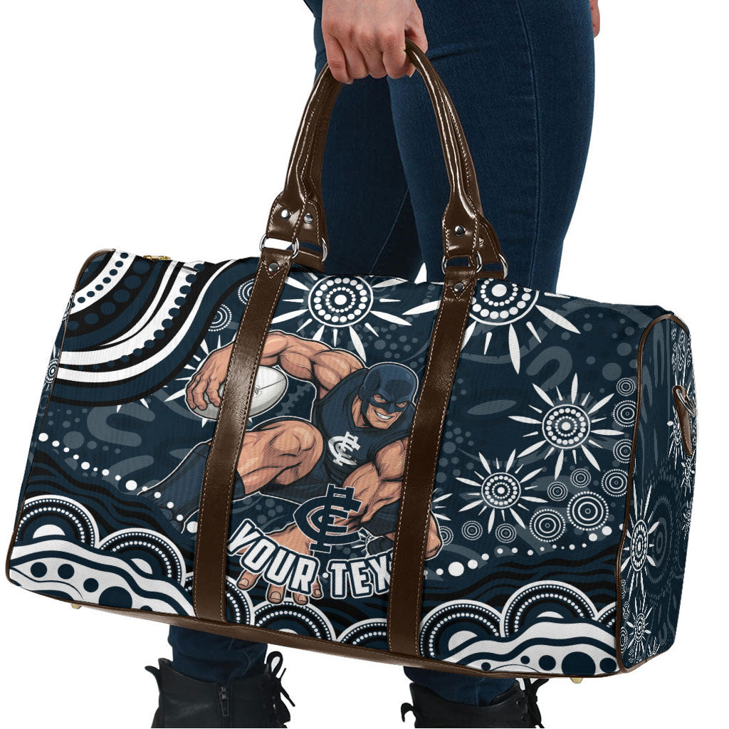 Personalized Carlton Blues Rugby Travel Bag Aboriginal Dot Art - Dreamtime Football Mascot