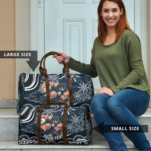 Personalized Carlton Blues Rugby Travel Bag Aboriginal Dot Art - Dreamtime Football Mascot