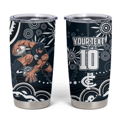 Personalized Carlton Blues Rugby Tumbler Cup Aboriginal Dot Art - Dreamtime Football Mascot