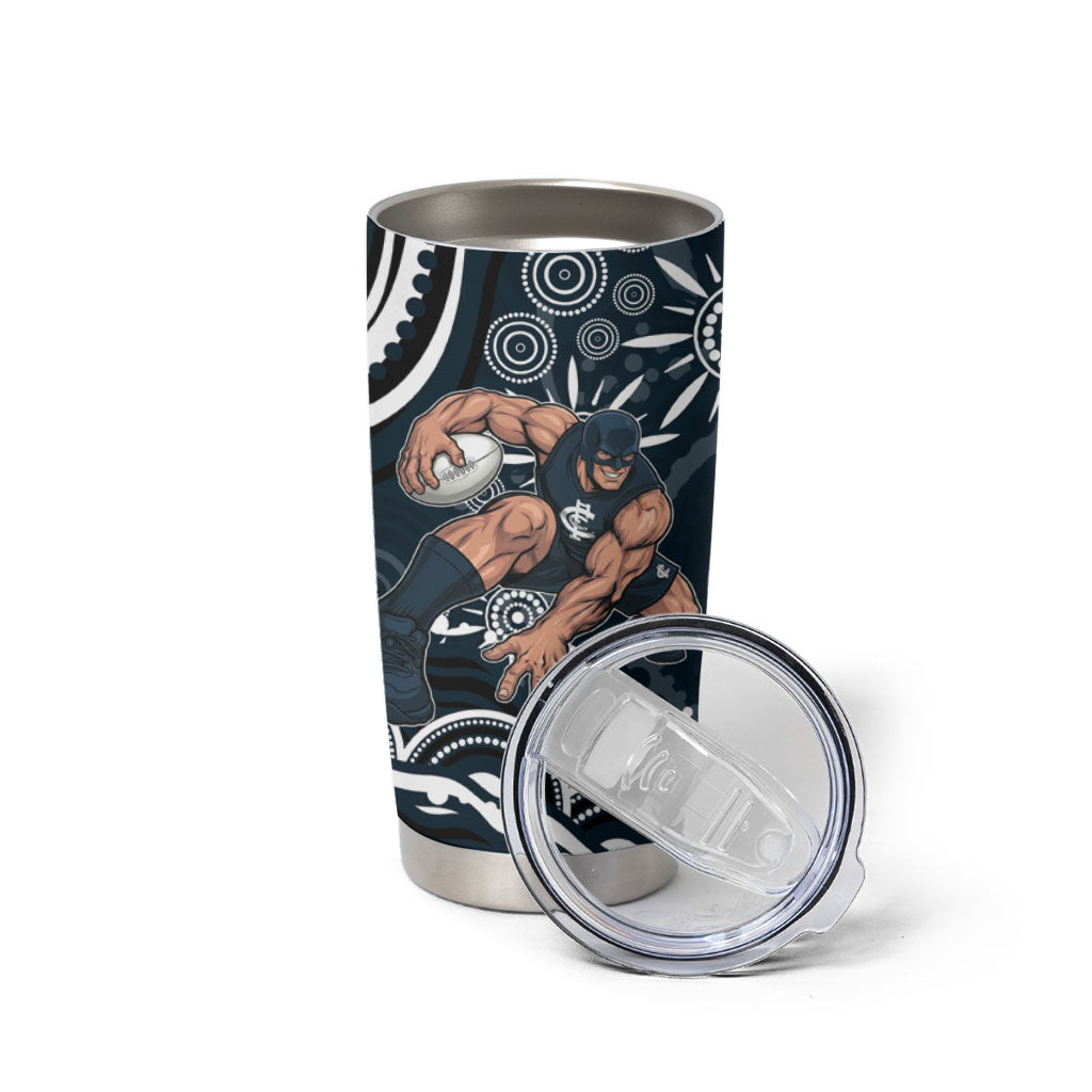 Personalized Carlton Blues Rugby Tumbler Cup Aboriginal Dot Art - Dreamtime Football Mascot